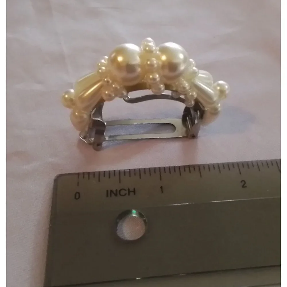 Vintage Faux Pearl Embellished Hair Barrette Clip
